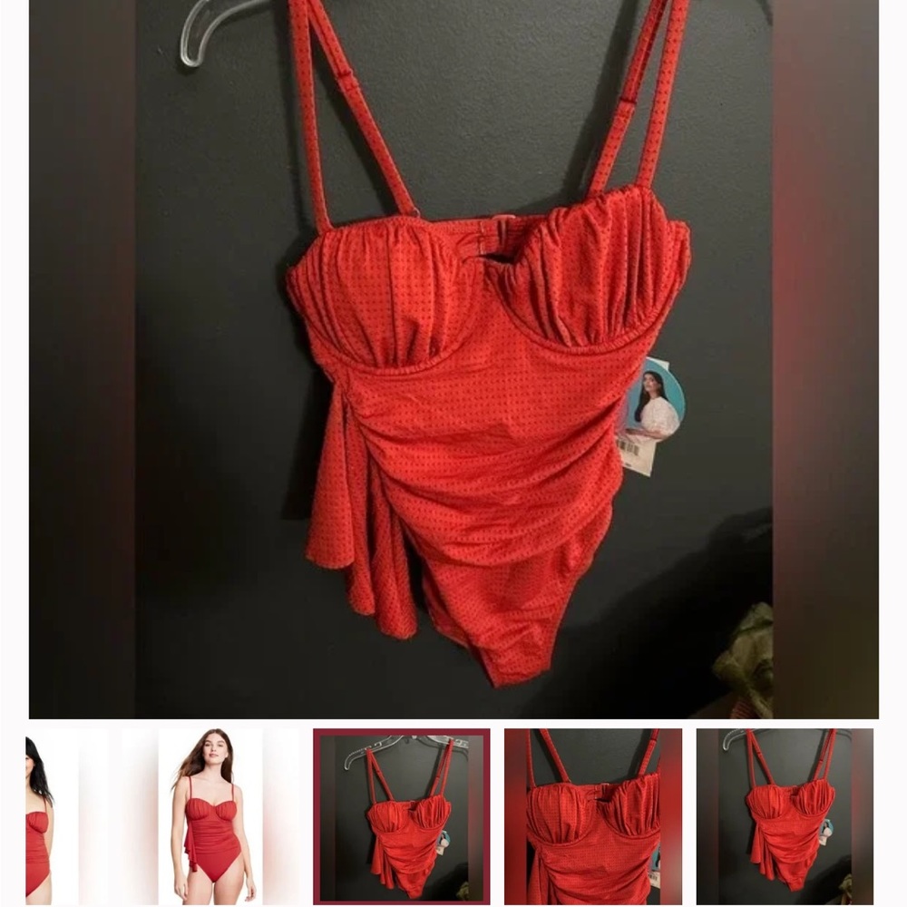 Rhode textured mermaid red swim suit size XXL - Picture 3 of 7